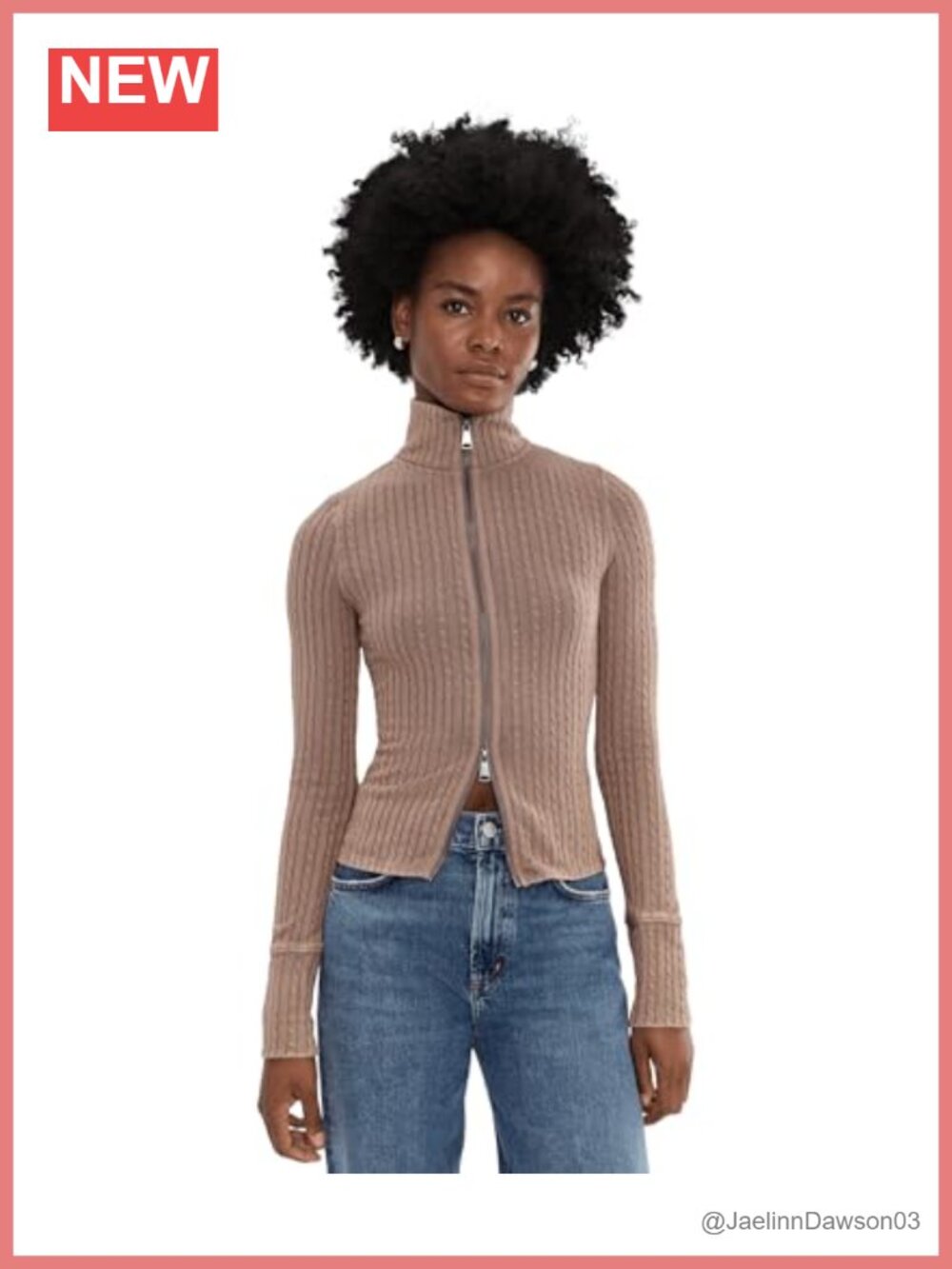 Free People We The Free Brunch Girl Zip-Up Cable Knit Sweater